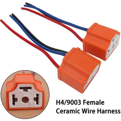 H4/9003/HB2 Female Pigtail Ceramic Headlight Connector Plug Adapter Socket
