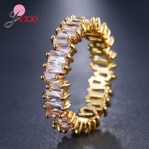 925 Sterling Silver Ring Statement Chunky Irregular Baguette Cubic Zirconia Fashion Wedding Engagement Jewelry Top Quality