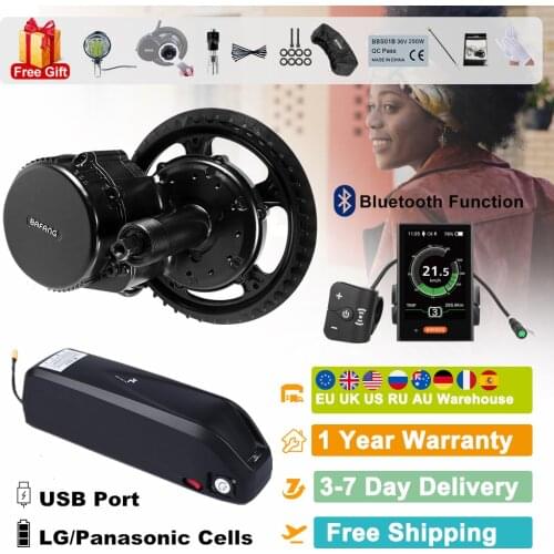 BBS02B 36V 500W Mid Motor With Lock Battery 17.4Ah E-Bike Samsung Cell Motor Kits For Electric Bicycle Bafang DIY Whole Parts