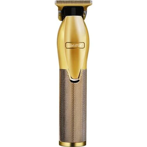 Gold Metal Barbershop Shaving ClipperTrimmer Haircut Electric Rechargeable Barber Shaver For Men Kids