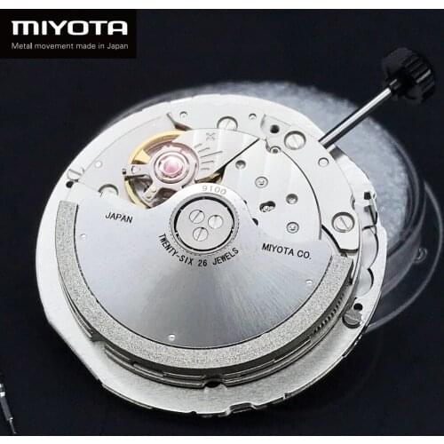 MIYOTA Japan 9100 Automatic Mechanical Movement Top Luxury Brand Watch Replace Movt Parts Twenty-Six Jewels with White Datewheel
