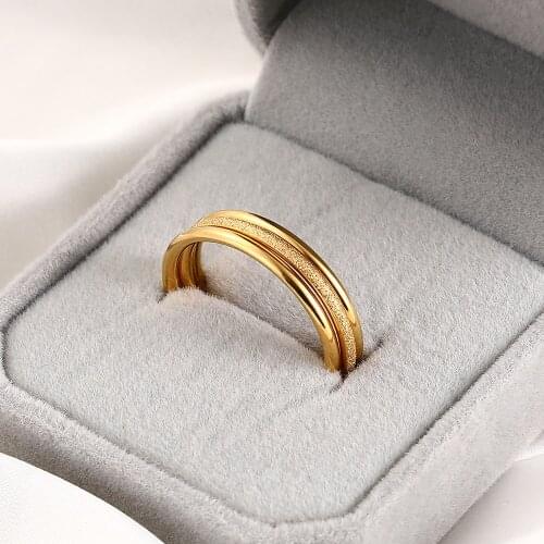 Cute Simple Luxury Gold Wedding Ring Sets Women High Quality Party Jewelry Female Color Retention Stainless Steel Gift Ring