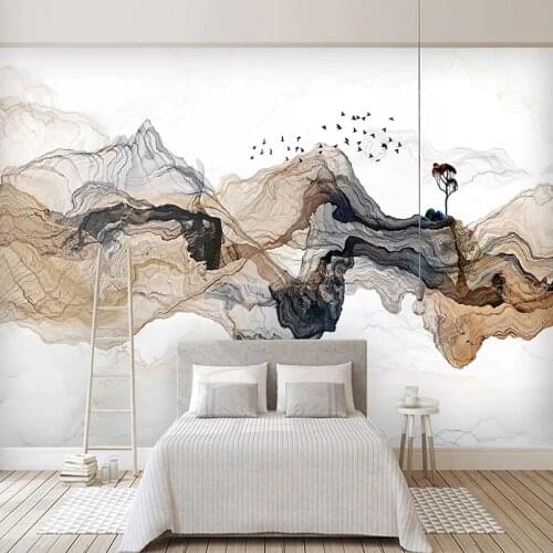 Custom Mural Papel De Parede 3D Abstract Smoke Mountain Water Background Wall Decor Painting Bedroom Study Room Home Wall Paper