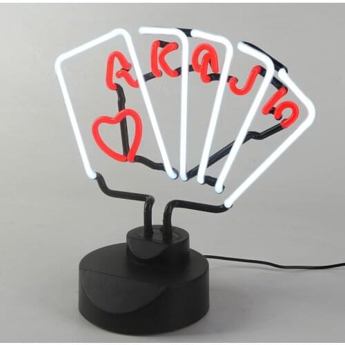 Real Glass Neon Tube Free Standing Poker Neon Sign Advertising Illuminated Neon Lamp for Bar Home Decoration