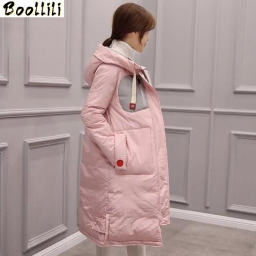 Boollili New Red Winter Jacket Women Warm Wadded Cotton Outwear Coats Winter Coat Women manteau femme Hooded Winter Parka