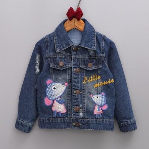 2019 children Girls new fashion coats spring Kids Girls casual embroidery cartoon letters denim jackets 2-7 years