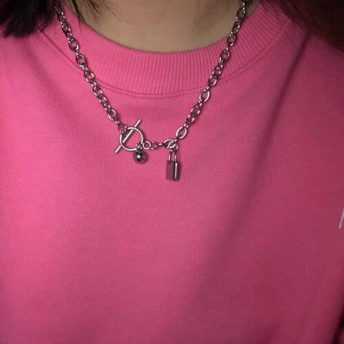 New Necklace 2021 Gothic Metal Ball Lock OT Necklaces for Women Dark Clavicle Chain Female Jewlery Wholesale Collares