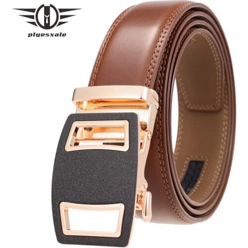 New Popular Dark Brown Leather Belts for Men Formal Business Style Genuine Leather Automatic Buckle Belt Brand 3.5cm Width B452