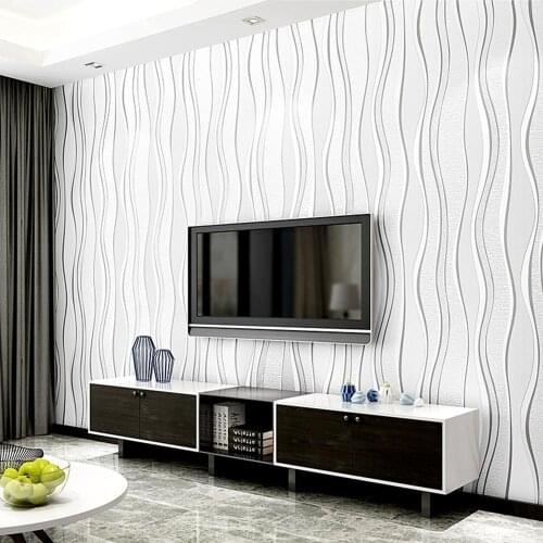 White Vertical Striped Wallpaper Wave Pattern 3D Wall Paper Modern Simple Wallcovering for Living Room TV Background Geometric