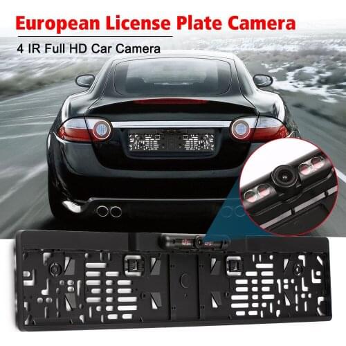European License Plate Frame 4 IR LED Backup Camera Car Rear View Camera 170 Degree View 4 IR LED Rear View Camera IP68 New
