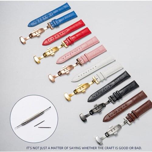 Genuine Leather Watchbands 14/16/18/20/22/24 mm Watch Steel Butterfly buckle Band Strap High Quality Wrist Belt Bracelet +Tool