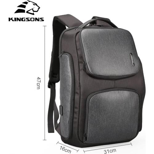 Kingsons Upgraded Solar Backpack Fast USB Charging Kanpsack 15.6 inches Laptop Backpacks Male Women Travel Bag Cool Mochila