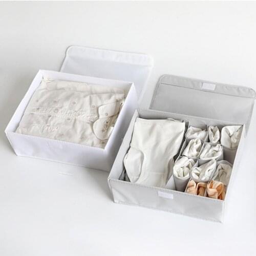 1/13/16 Grids Foldable Underwear Drawer Organizers Oxford Cloth Underwear Socks Container Storage Box Drawer Dividers with Lid