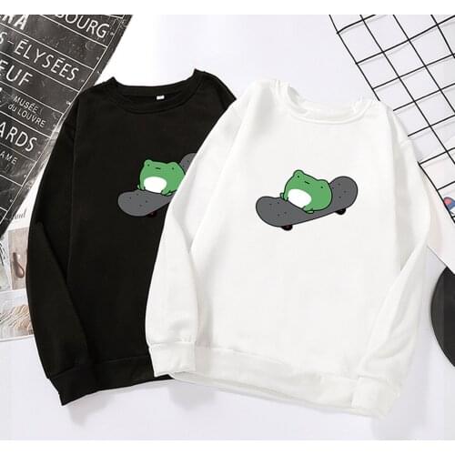 Oversized Winter Sweatshirt Womens Cute Cartoon Animal Printed Long Sleeve Cardigan Loosen O-neck Streetwear Tops Худи