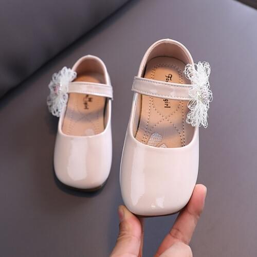 2021 Fashion Spring Flower Dress Pu Leather Shoes For Kids Girls Party Princess Shoes For ChildrenS 3 4 5 6 7 8 9 10 11 12 Year