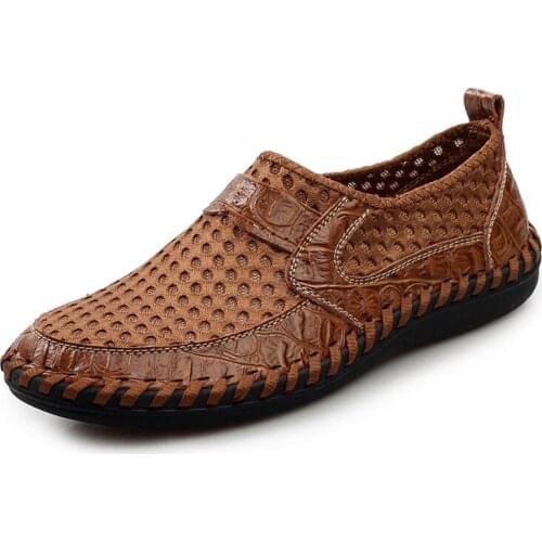 Casual Shoes Men Summer Breathable Mesh Footwear Fashion Soft Male Outdoor Moccasins Comfortable Tennis Loafers Men Italy 45 46