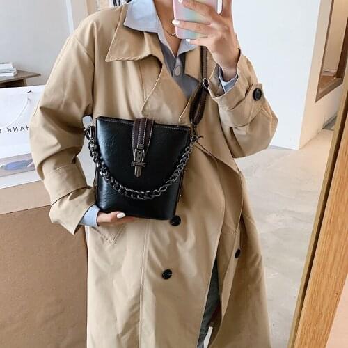 FANTASY Vintage Bucket Bags For Women Fashion Handbags 2020 Autumn New Messenger Shoulder Bags Metal Chian 6 Colors Good Quality