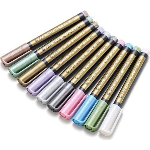 10 Color Waterproof Paint Marker Pens Metallic Color Pen Doodle Art Drawing Markers Outline Pen Set UY8