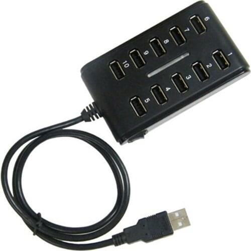 High Speed 480 Mbps USB 2.0 Hub 10 Ports Multi Personal Computer USB HUB Portable USB Splitter For PC laptop