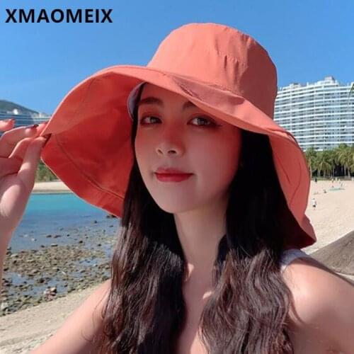 XMAOMEIX Multicolor New Summer Womens Bow Decoration Large-brimmed Sun Hats UV Protection Beach Hat Foldable Travel Female Hats