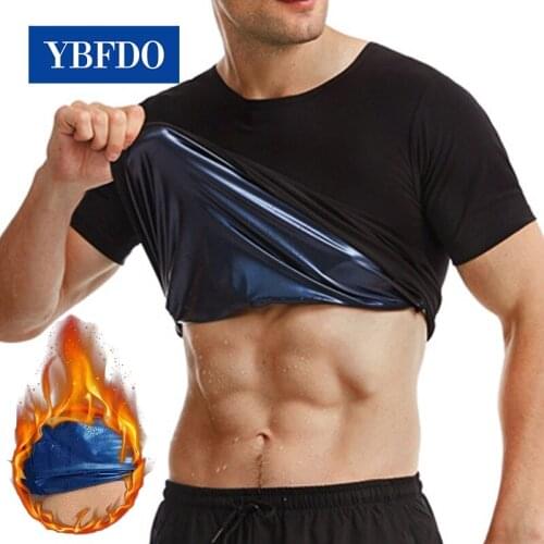 YBFDO Sweat suit Mens short-sleeved Sports fitness Body Zip Vest for Tummy Tight Wear Corset Waist Trainer Slimming Shaper Tank