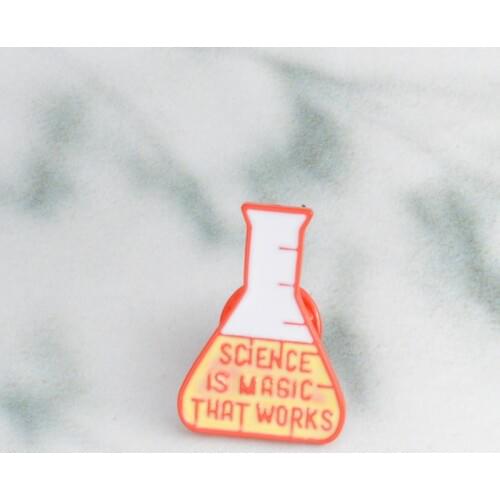 Yellow Science Experiment Beaker Brooch Science is Magic That Work Enamel Lapel Pin Backpack Accessories Lovers and Friends Gift