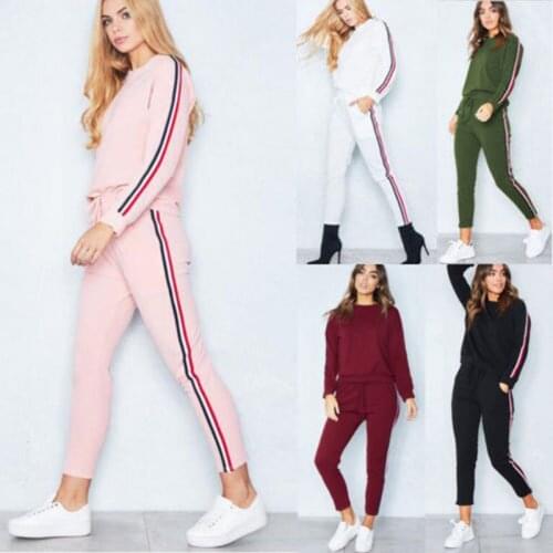 Women Casual Tracksuit Tights Sportswear Fitness Suit Female Clothing Workout Two Piece Sets Jumpsuit Long Sleeve Sweatshirts