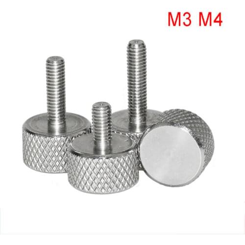 1Pcs Stainless Steel M3 M4 Cylinder Head Knurled Thumb Screws Hand Tighten Adjust Computer Bolts