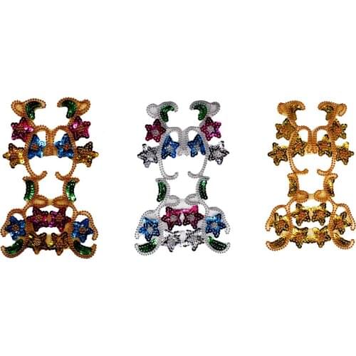 1pc Gold Silver Sequins Patches Colourful Floral Applique DIY Sewing for Dress Clothes Accessories T2561