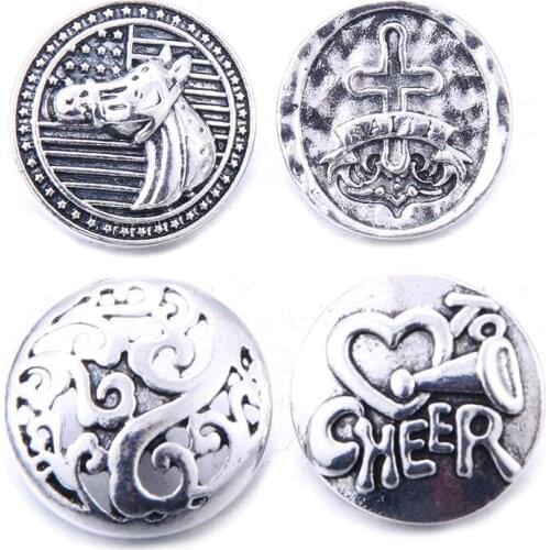 10pcs/lot New Snaps Jewelry Mixed metal 18mm Snap Buttons for Snap Button Bracelets Necklaces Ginger Charms