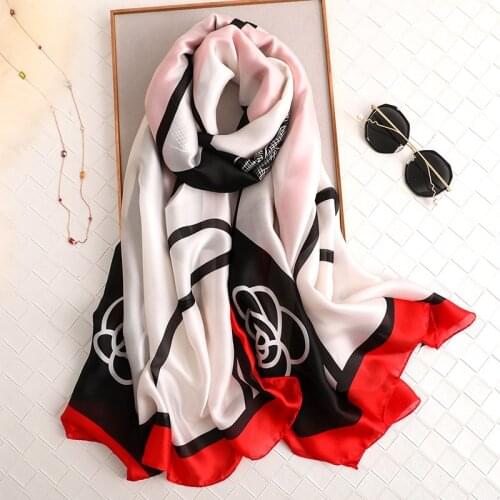 2020 big size women scarf summer silk scarves hijabs floral print shawls and wraps ladies pashmina bandana foulard soie