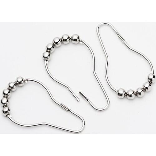 4000pcs/lot Fast shipping Durable Polished Satin 5 Balls Bathroom Shower Curtain Ring Hook Curtain Hooks Shower Rod