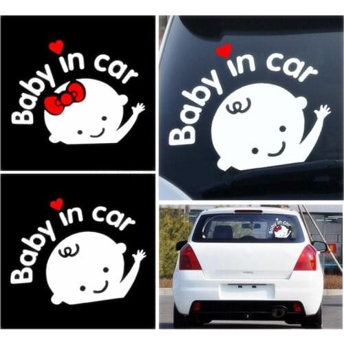 5pcs/lot Cartoon Car Stickers Reflective Vinyl Styling Baby In Car Warning Car Sticker Baby on Board Reflective wall sticker