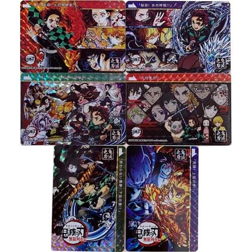 6Pcs/Set Anime Demon Slayer Flash Cards Kimetsu No Yaiba Kamado Tanjirou Nezuko Game Collection Cards Decor Gift Kids Toy