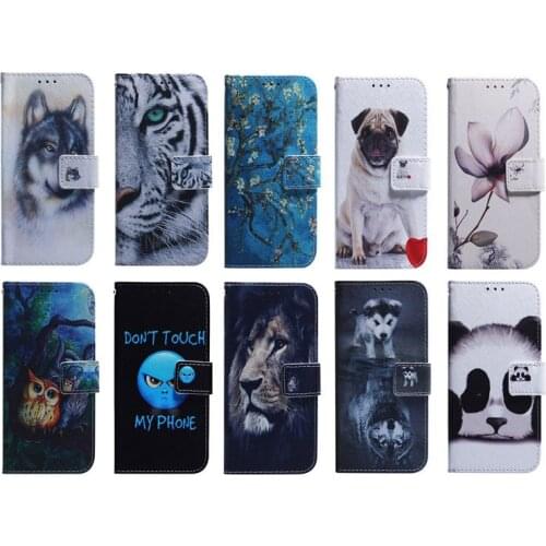 Aminal Leather Wallet Case For Galaxy A70 A50 A40 A30 A20 A10 S10 S10E M30 M20 M10 Flower Dog Wolf Tiger Owl Lion Panda 50PCS