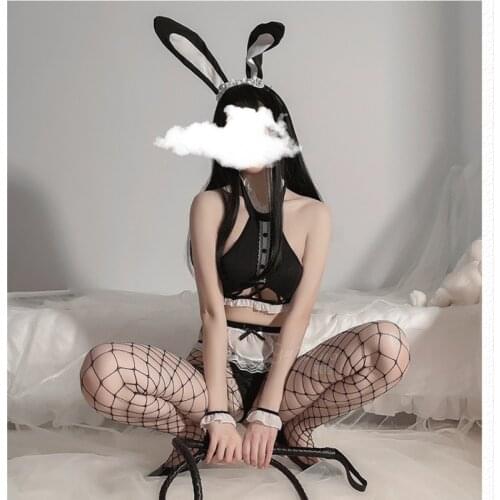 Anime Cosplay Costumes Black Lace Bunny Cosplay Bustier Fantasy Lingerie Bodysuit See Through Jumpsuit Cat Lingerie Dropshipping