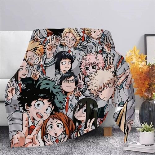 CLOOCL Anime My Hero Academia Flannel Blanket 3D Print Izuku Midoriya Hiking Picnic Blanket Sherpa Blanket Throw Blanket