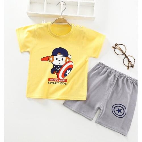 Kids Cartoon Set Boys Cotton Short Sleeve Tops Girls Shorts Kids Clothing 2 Piece Set Children Suit Girl Clothes 2021