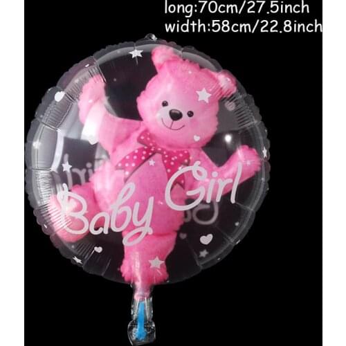 Baby shower Girl Blue Pink Bubble Ball rose bear balloon Boy 4D Bear Foil Balloons 1st Birthday Decorations Kids Toys balloon