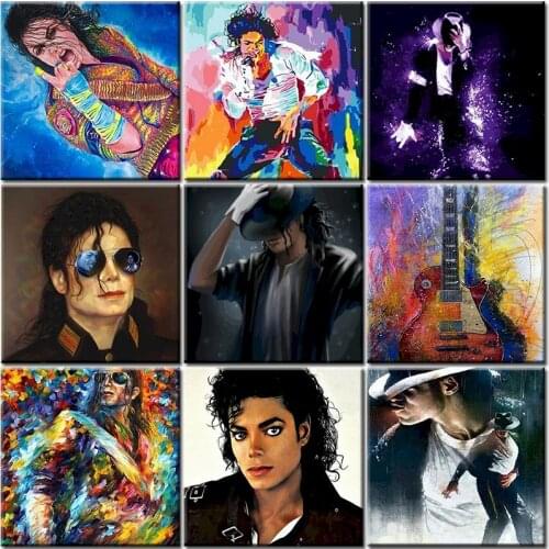 Diy 5D Poured Glue Diamond Painting Kits Scalloped Edge Coloring Michael Jackson Handcraft Drawing Canvas Decor Adult Art Gift