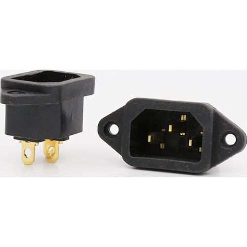 FI-05G Gold Plated IEC Inlet Mains Power Inlet Socket Male Panel Entry Plug HiFi