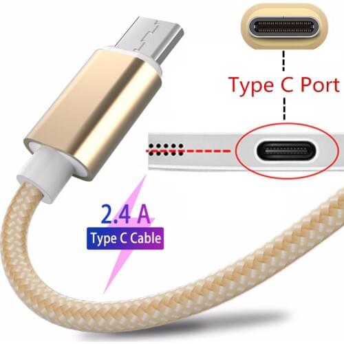 USB Type C Cable 2.4A Fast Charger Nylon cord Smartphone Data Cable for Samsung Galaxy A51 A30 A50 S10 S9 S8 S20 Plus Note 9 10