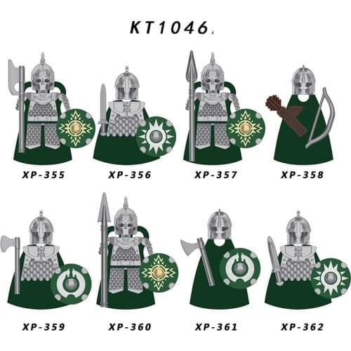 Koruit Building Blocks Medieval Knight Lord Rohan Warrior Helmet Shield Weapon Armor Accessories Figures Children Toys KT1046
