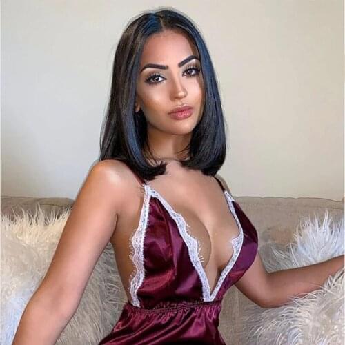 EIFER Lace V-neck Sexy Sling Pajamas Fashion Casual Home Wear One piece Women jumpsuit