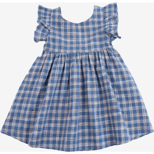 2020 hot sale Kids girls new fashion summer dress clothing children cute plaid cotton princess dress for girls 2-7 years