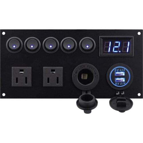 5 Gang Toggle Switch Multi-Functions Panel for Marine Boat Rv Camper Caravan Home Office Wall Plate