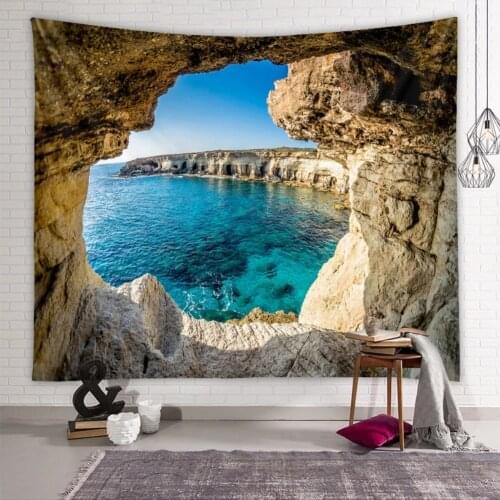 Sea view Tapestry Water Landscape Beach Decoration Ocean Beach Wall Hanging Blue Frothy Blanket Beautiful Scenic Home Decor