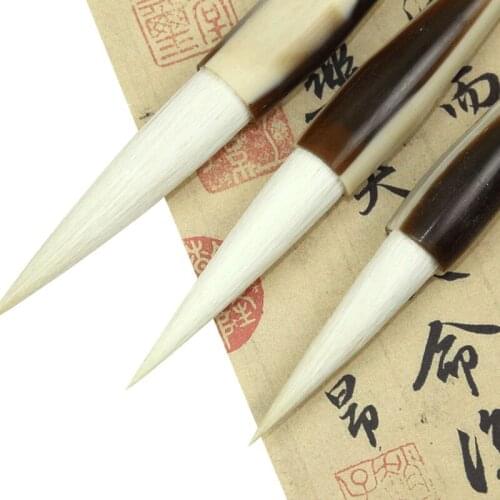 Chinese Brush Pen Set Caligrafia 3pcs Woolen Hair Calligraphy Brush Pen Chinese Huzhou Ink Painting Brush Pen Tinta China