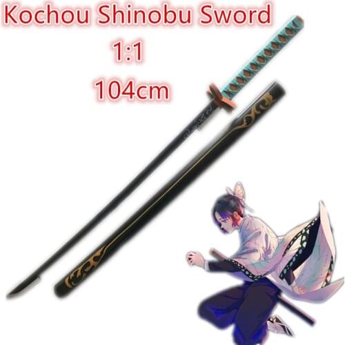 104cm Demon Slayer Sword Weapon Kochou Shinobu Sowrd Cosplay 1:1 Ninja Knife PU Prop Kimetsu no Yaiba Anime Sword
