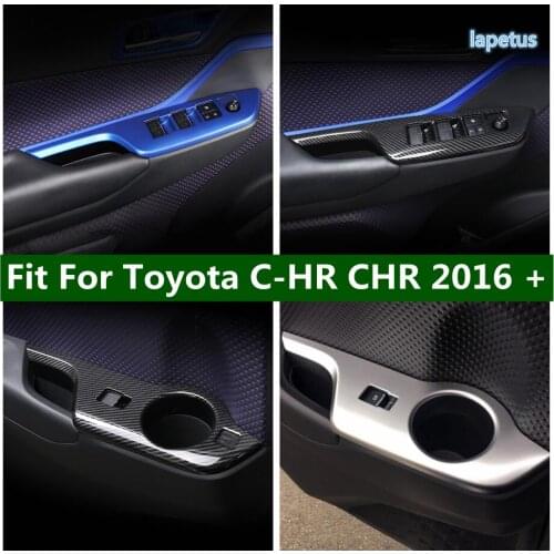 Carbon Fiber / Blue / Matte Window Button Switch Panel Cover Glass Lifting Control Trim Frame For Toyota C-HR CHR 2016 - 2021